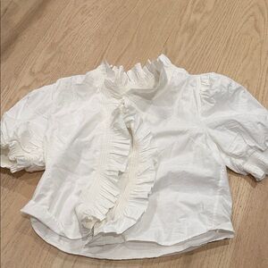 Free People White Ruffled Kids Blouse